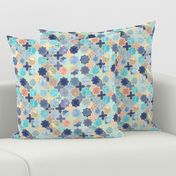 Navy, Peach and Aqua Moroccan Tile Pattern Small version