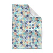 Navy, Peach and Aqua Moroccan Tile Pattern Small version