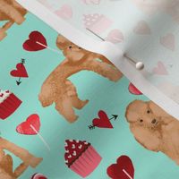 toy poodle apricot valentines day love cupcakes dog breed fabric mint