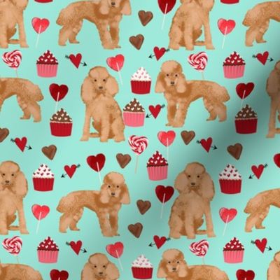 toy poodle apricot valentines day love cupcakes dog breed fabric mint