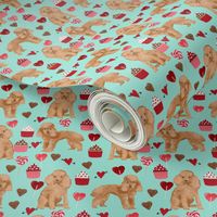 toy poodle apricot valentines day love cupcakes dog breed fabric mint
