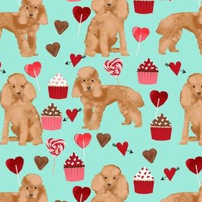 toy poodle apricot valentines day love cupcakes dog breed fabric mint