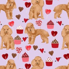 toy poodle apricot valentines day love cupcakes dog breed fabric purple