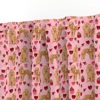 toy poodle apricot valentines day love cupcakes dog breed fabric pink