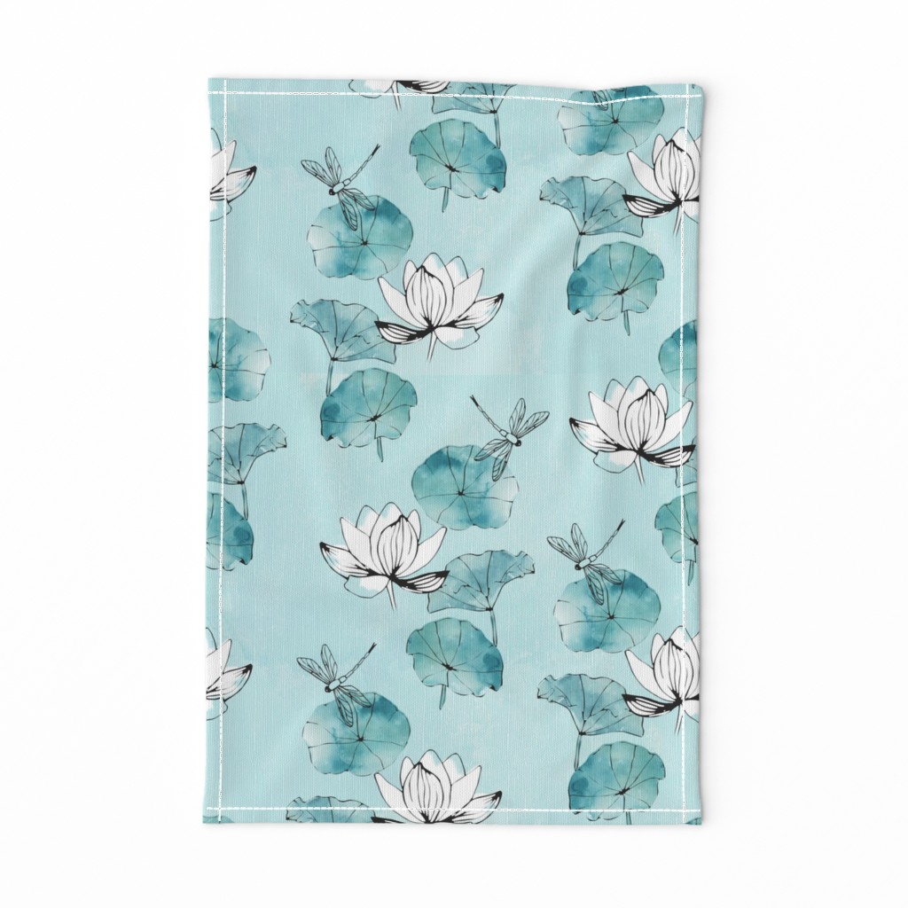 Waterlily dragonfly in mint green