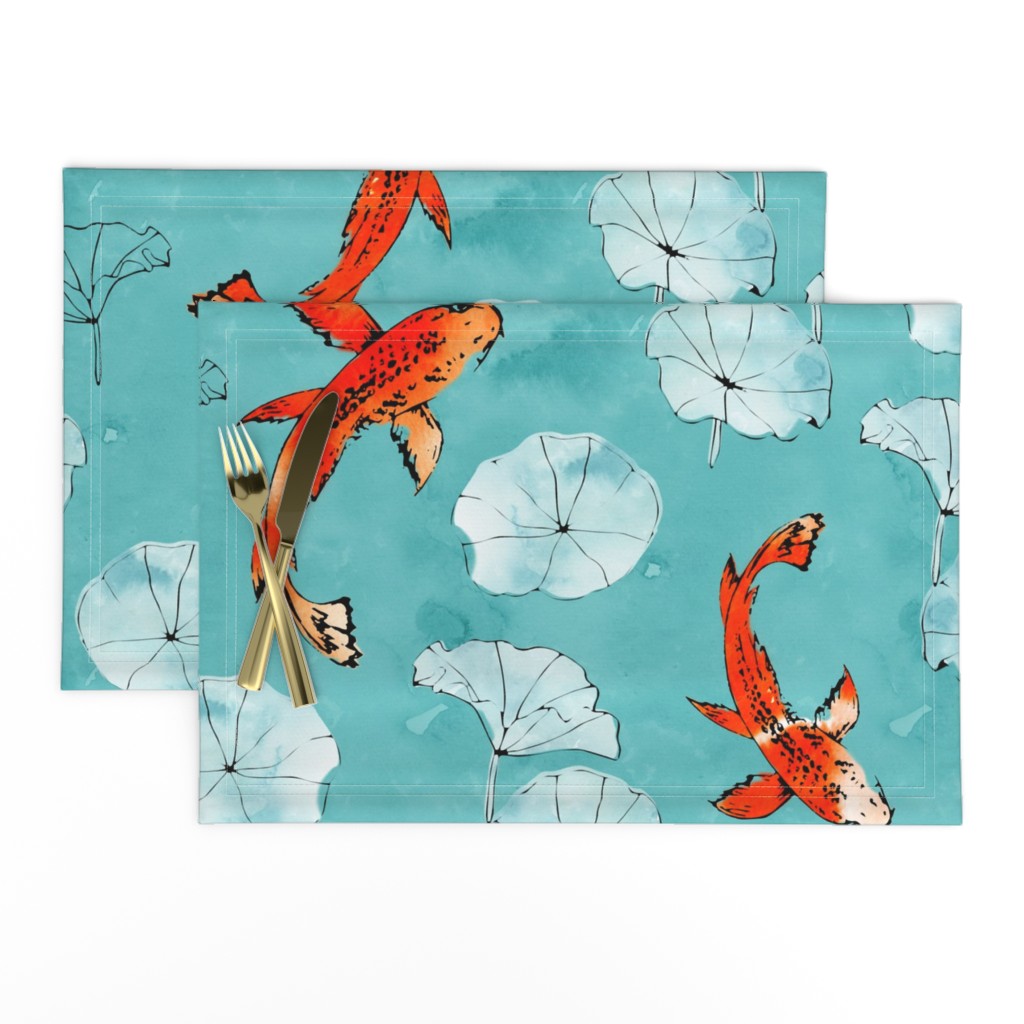 Waterlily koi in turquoise large scale