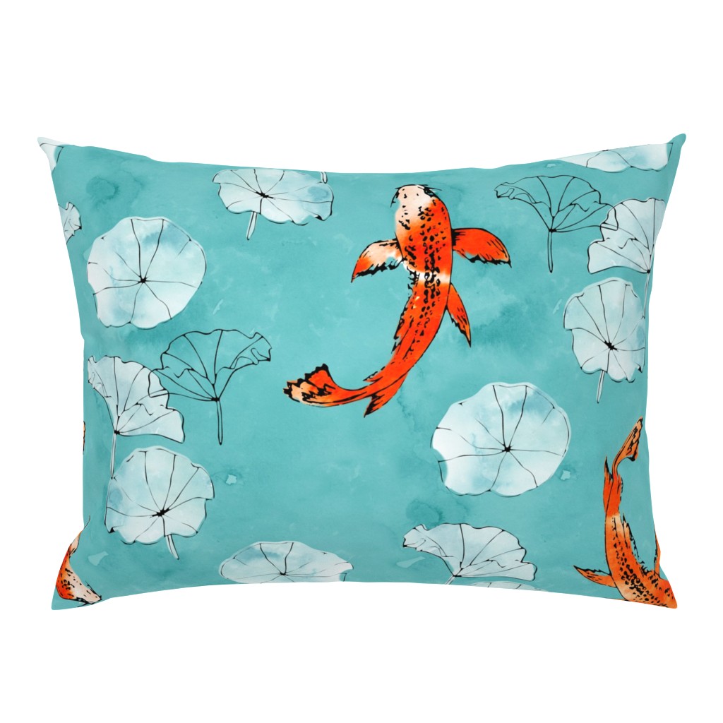 Waterlily koi in turquoise large scale