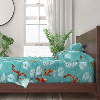 Waterlily koi in turquoise large scale