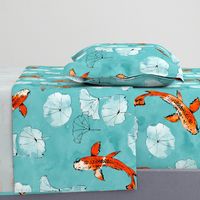 Waterlily koi in turquoise large scale