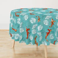 Waterlily koi in turquoise large scale