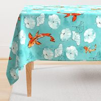 Waterlily koi in turquoise large scale