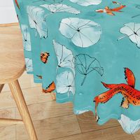 Waterlily koi in turquoise large scale