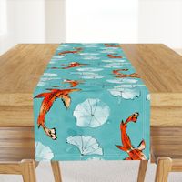 Waterlily koi in turquoise large scale