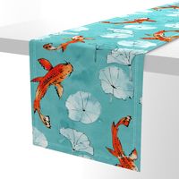 Waterlily koi in turquoise large scale