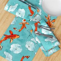 Waterlily koi in turquoise large scale