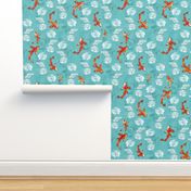 Waterlily koi in turquoise large scale