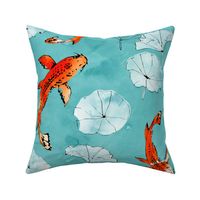 Waterlily koi in turquoise large scale