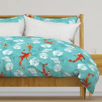 Waterlily koi in turquoise large scale