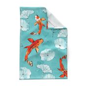 Waterlily koi in turquoise large scale