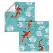 Waterlily koi in turquoise large scale