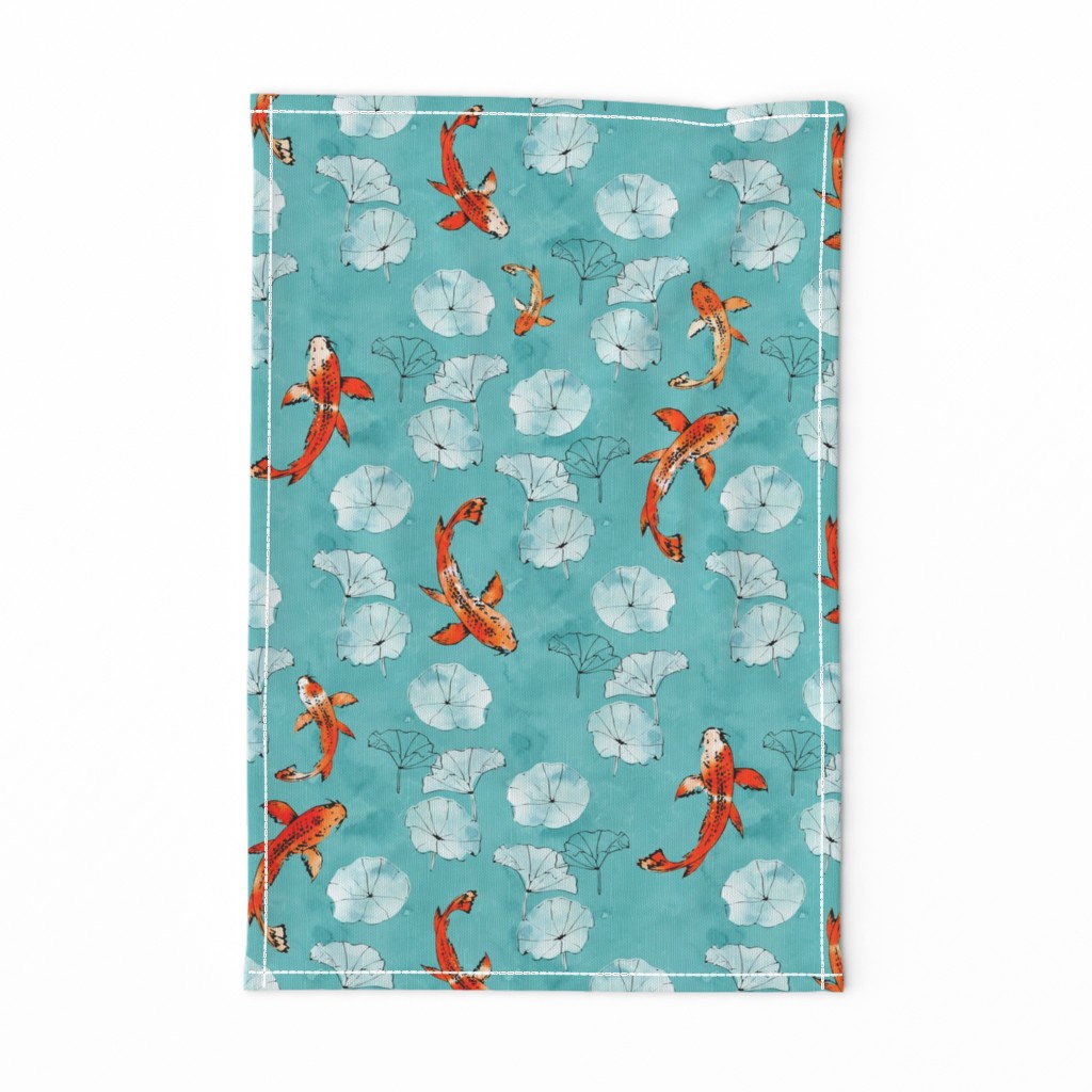 Waterlily koi in turquoise