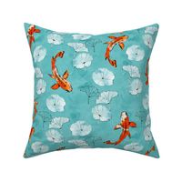 Waterlily koi in turquoise