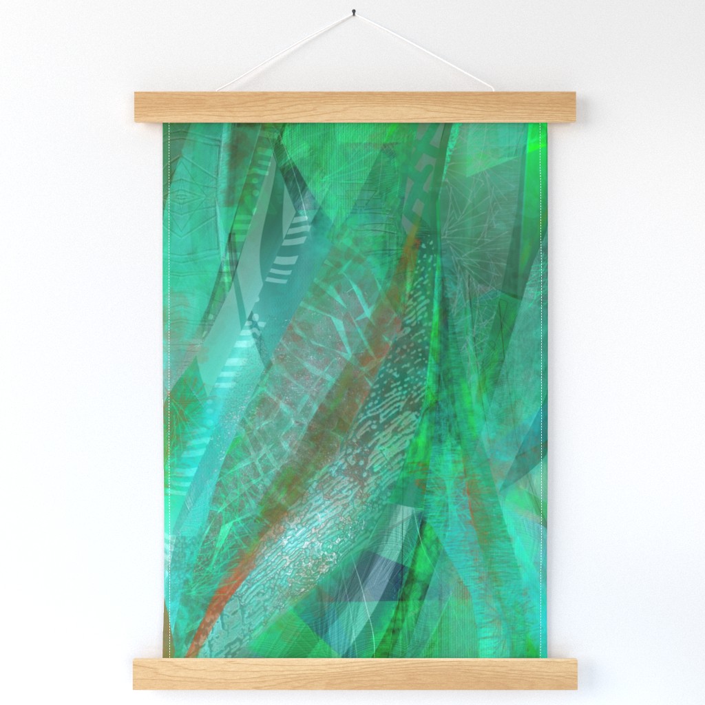 Emerald green ribbons abstract