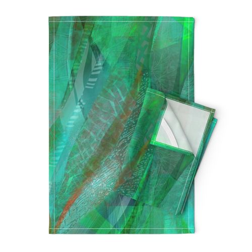 Emerald green ribbons abstract