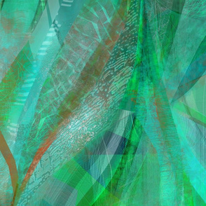 Emerald green ribbons abstract