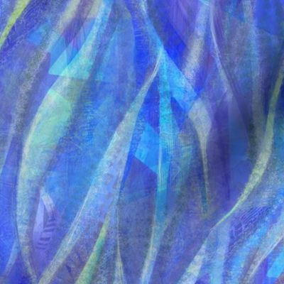 Abstract ribbons in blue and lime
