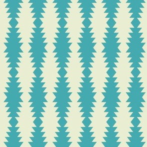 Ziggurat stripes - turquoise and cream