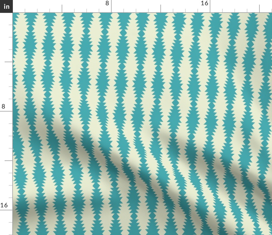 Ziggurat stripes - turquoise and cream