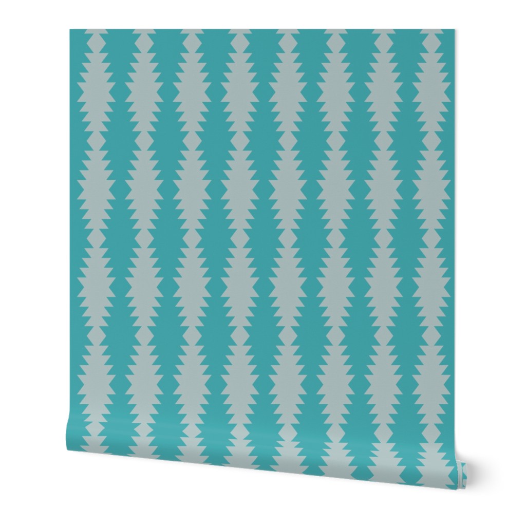 Ziggurat stripes - grey and turquoise