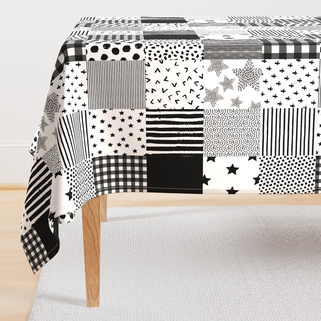 21" Black and White  Whole Cloth / Cheater Quilt