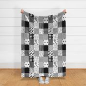 21" Black and White  Whole Cloth / Cheater Quilt
