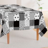 21" Black and White  Whole Cloth / Cheater Quilt