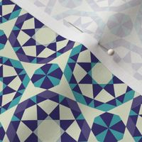 Eight pointed star - aqua, blue and violet on cream