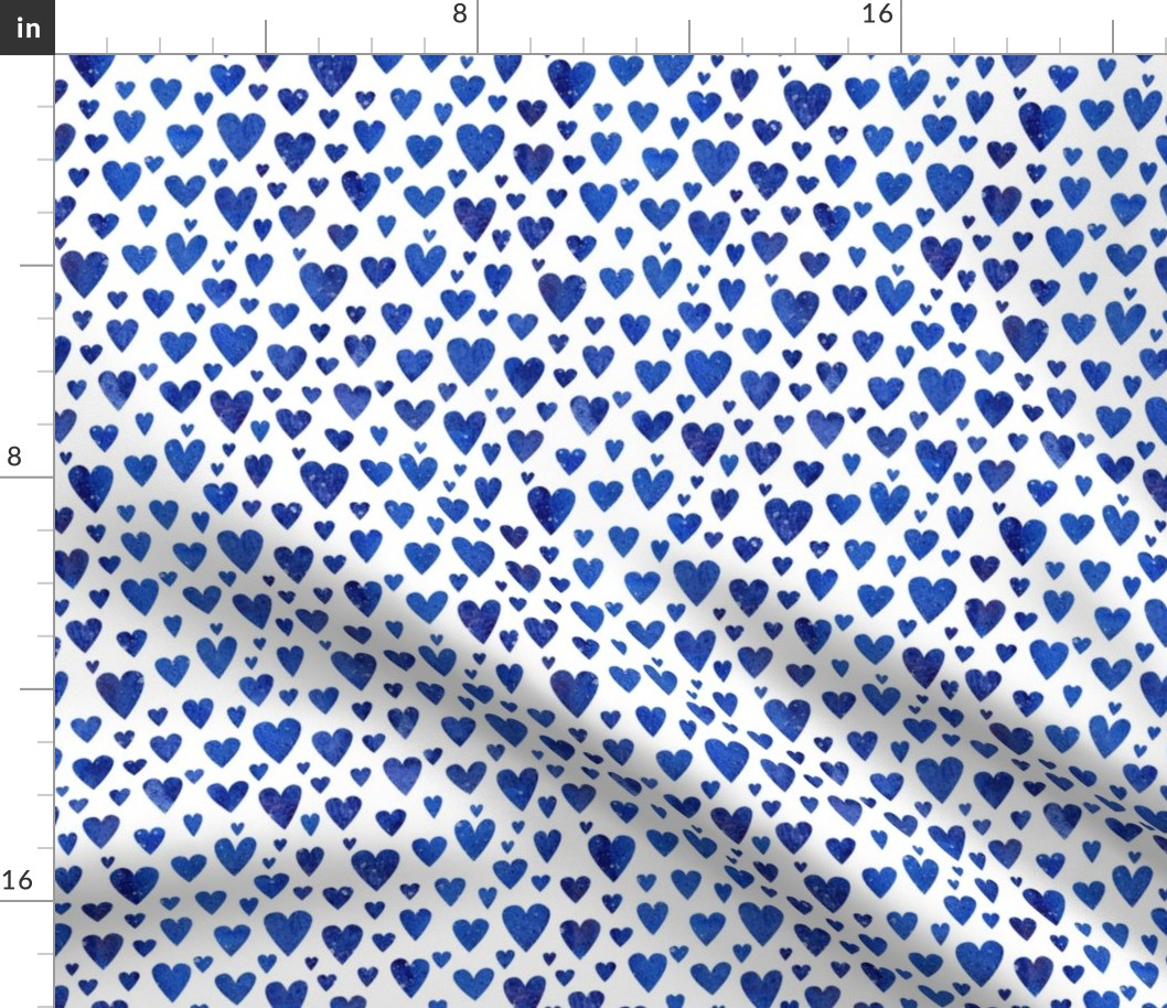 Watercolour Hearts - blue