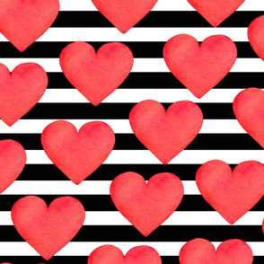 Watercolor Hearts and Stripes