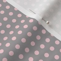 Pink on Grey Polka Dots