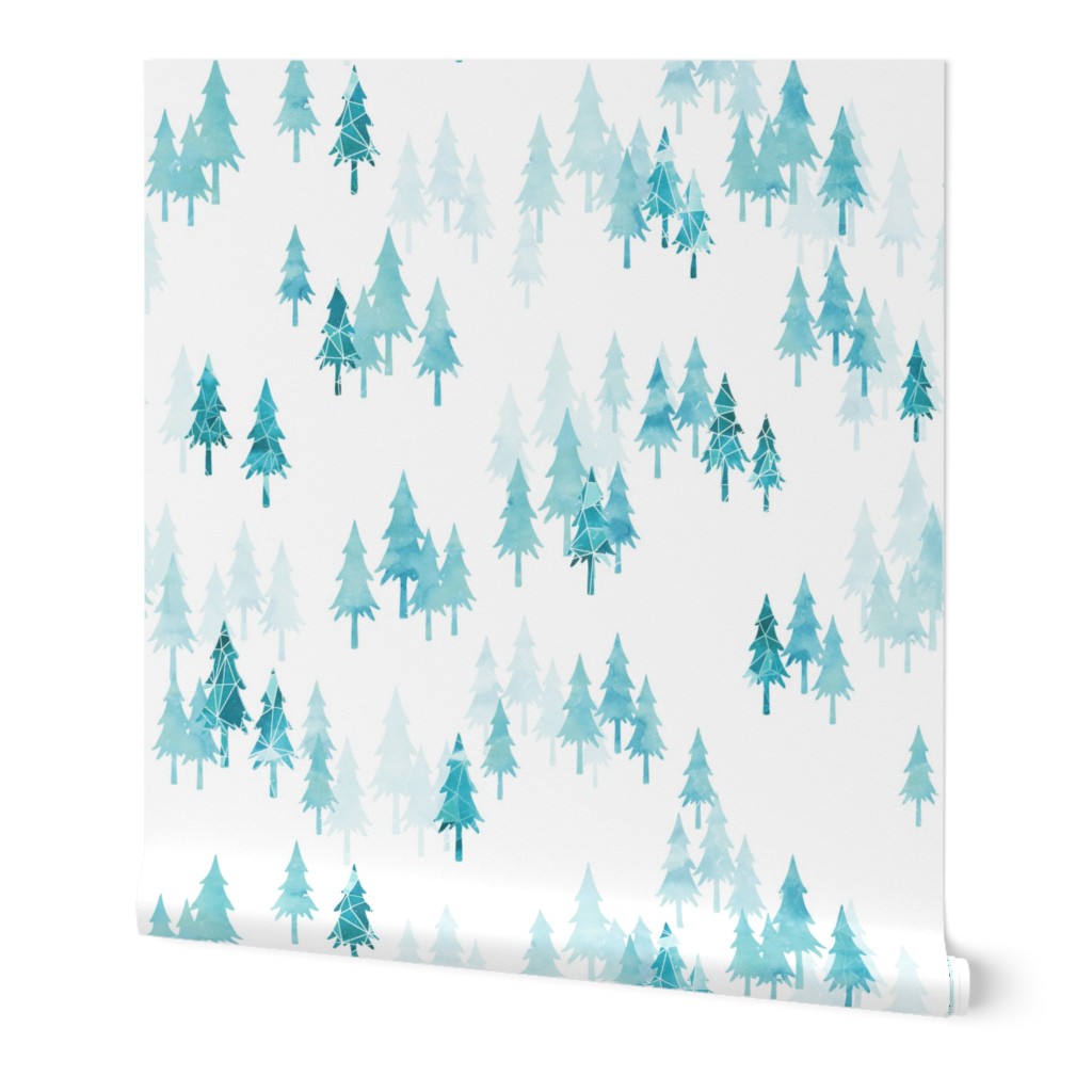 Ice forest trees in mint green