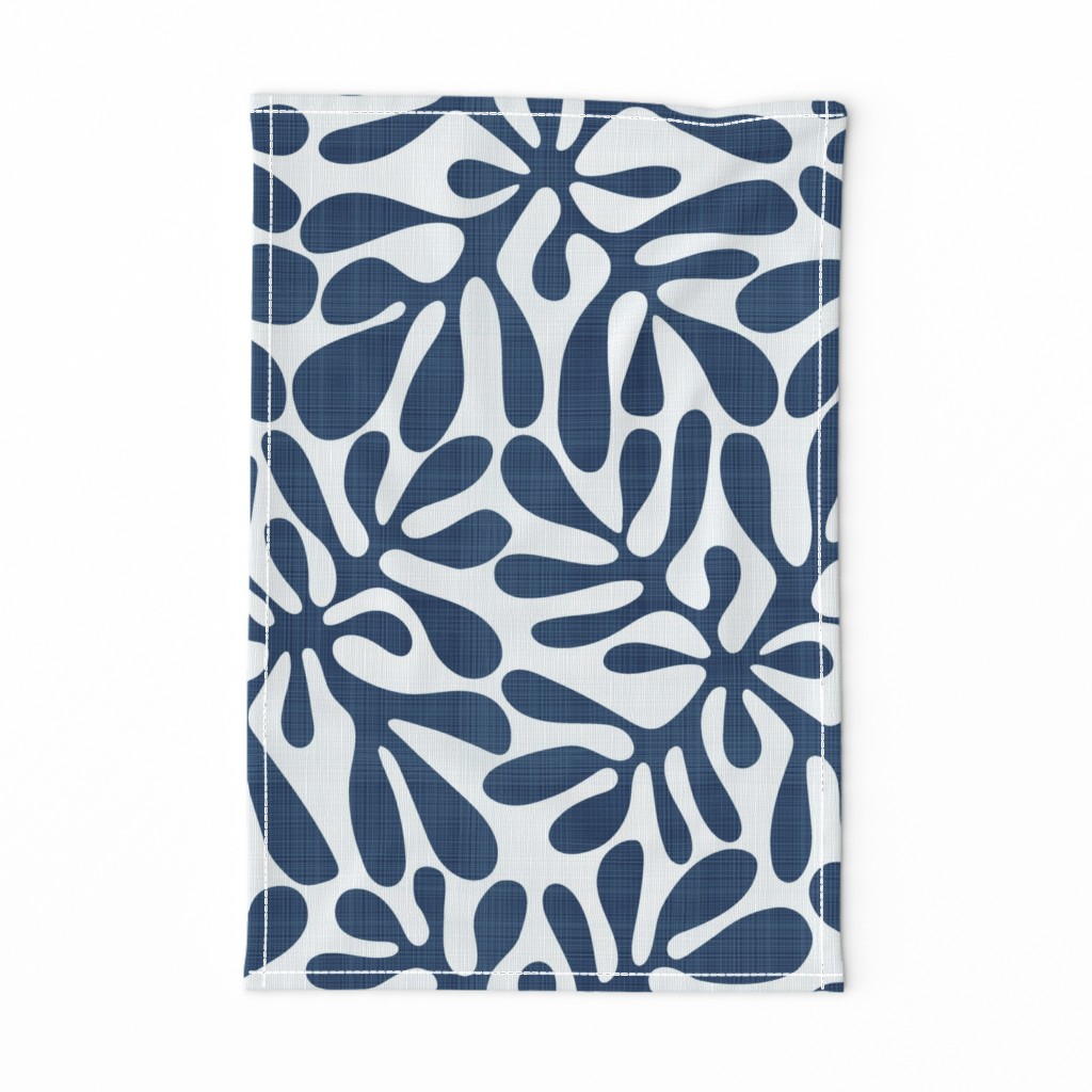 Navy and White Block Print with Linen