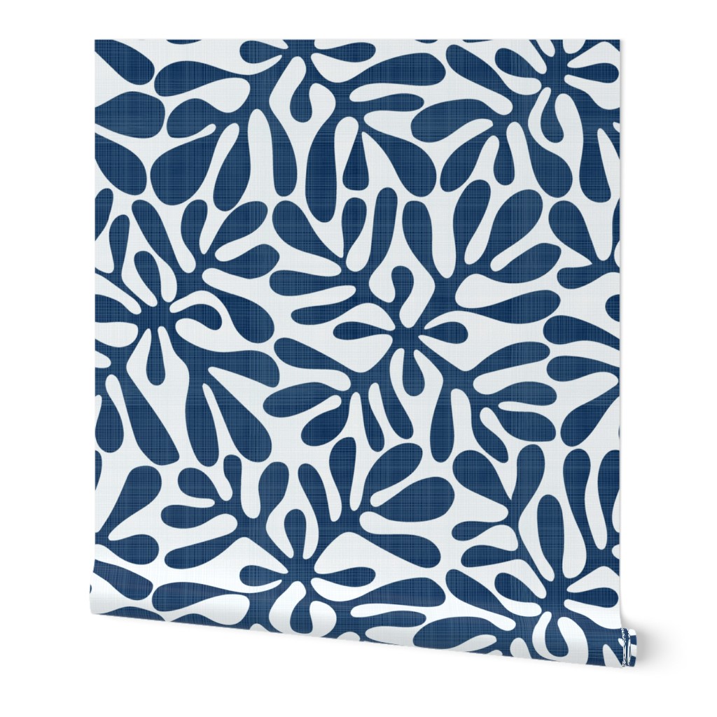 Navy and White Block Print with Linen