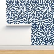 Navy and White Block Print with Linen