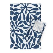 Navy and White Block Print with Linen