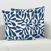 Navy and White Block Print with Linen