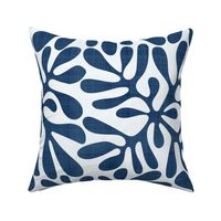 Navy and White Block Print with Linen