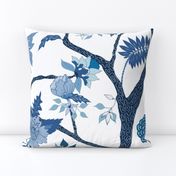 Peony Branch Mural in Blues