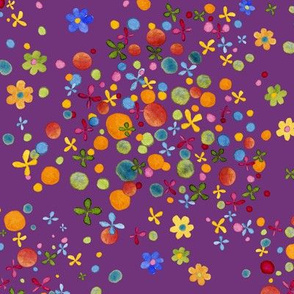 happy daisy dot watercolor on purple