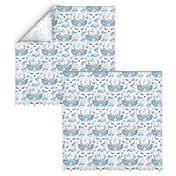 Winter Reindeer Floral Ice Blue 